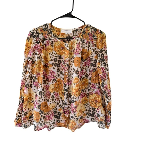 Ba&sh Floral Doddy Blouse in Ocre - Picture 7 of 9